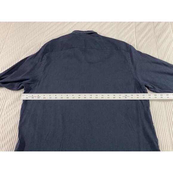 Ted Baker London Men’s 5 Blue Linen Blend Button Down Shirt Long Sleeve Preppy - Picture 8 of 9